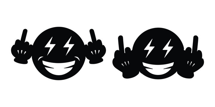 Double middle finger smileys vector silhouette illustration with bold cartoon expression and edgy attitude design.