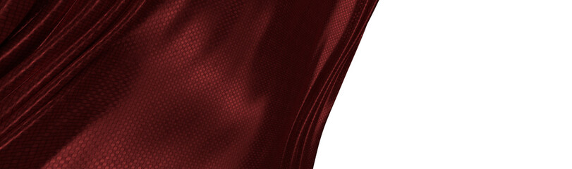 Obraz premium Abstract background featuring a close-up of a red textured textile with pleats, folds and patterns. Isolated on white b