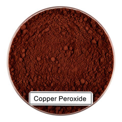 Copper peroxide powder in a container isolated on transparent background