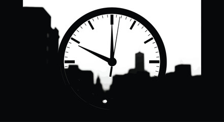 Clock Cityscape Silhouette Night