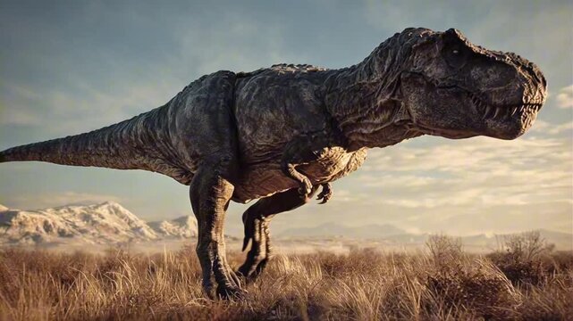 Tyrannosaurus Rex in a Prehistoric Barren Landscape