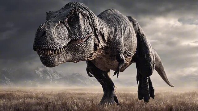 Tyrannosaurus Rex in a Prehistoric Barren Landscape