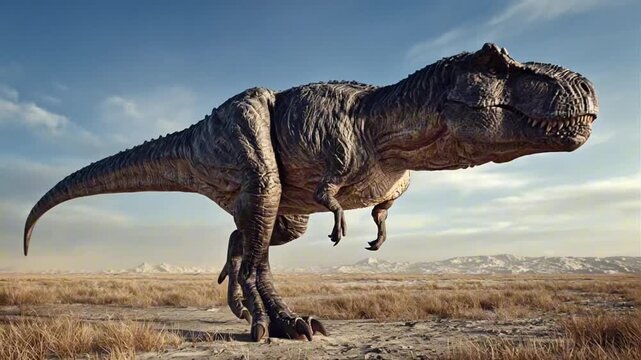 Tyrannosaurus Rex in a Prehistoric Barren Landscape