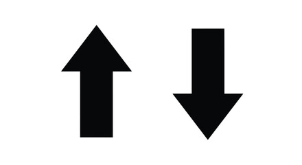 Two black arrows pointing up and down simple graphic design silhouette