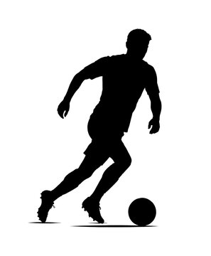 Isolated black silhouette of soccer player.