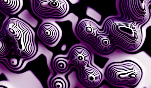 Patr&oacute;n abstracto p&uacute;rpura con l&iacute;neas de contorno org&aacute;nicas.L&iacute;neas conc&eacute;ntricas en tonos p&uacute;rpura, negro y blanco formando figuras org&aacute;nicas y fluidas con sensaci&oacute;n de profundidad y movimiento.