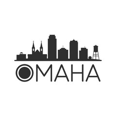 Fototapeta premium Silhouetted skyline of omaha nebraska with city name typography below