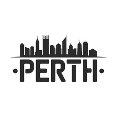 Fototapeta premium Silhouette of perth skyline with bold text branding below