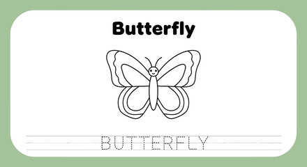 Butterfly Tracing Worksheet for Kids Learning
