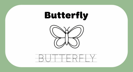 Butterfly tracing worksheet for kids