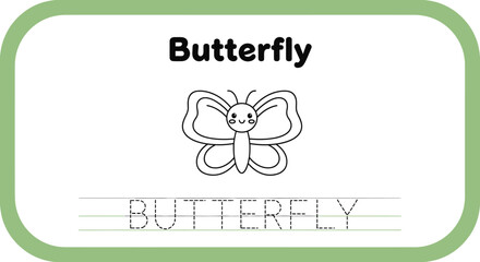 Butterfly tracing worksheet for preschool kids