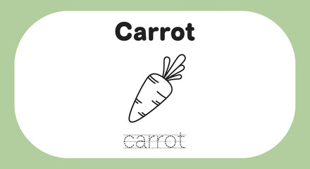 Carrot coloring page for kids, outline illustration