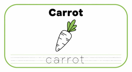 Carrot tracing worksheet for kids learning