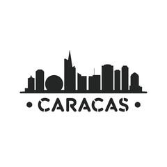 Obraz premium A silhouetted cityscape of caracas venezuela with text below