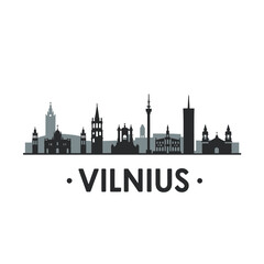 Obraz premium Vilnius skyline silhouette with city name displayed below in bold text