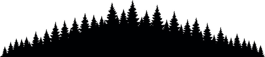 Obraz premium Pine Tree Forest Silhouette Vector Illustration for Nature and Outdoor Designs