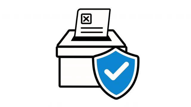 Secure Ballot Drop Animation - Ballot Box with Shield Icon