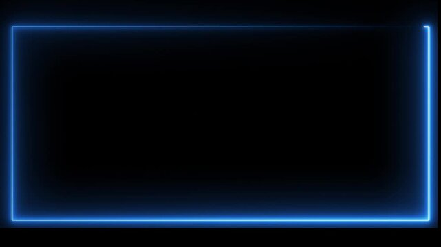 glowing neon square rectangle picture frame icon animation shape frame rotation footage round border frame movement photo frame neon box sign symbol with on a black background