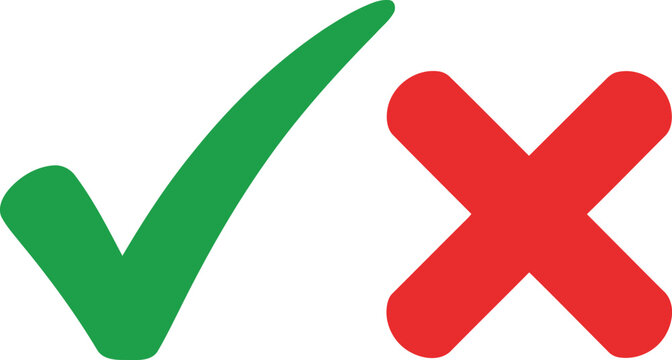 Green checkmark and red cross symbols indicating approval and rejection