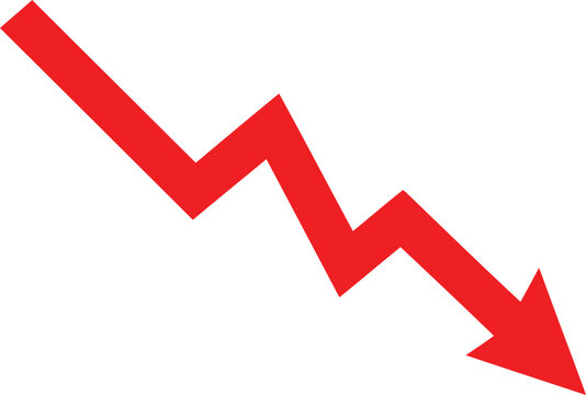 A bold red downward trending arrow indicating decline or decrease in data or value.