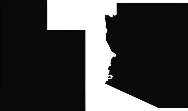 Black and white silhouette map of two southwestern united states