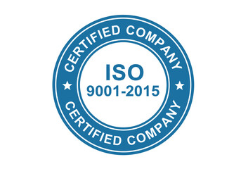 Iso 90012015 certified company logo with blue stamp