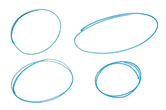 Set of blue highlight circles on transparent background cut out design elements