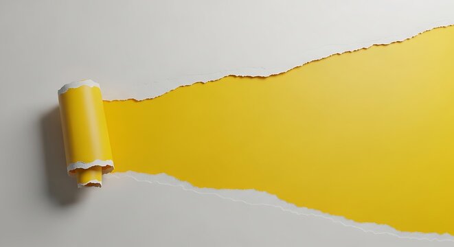Torn paper strip revealing yellow background unveil hidden message