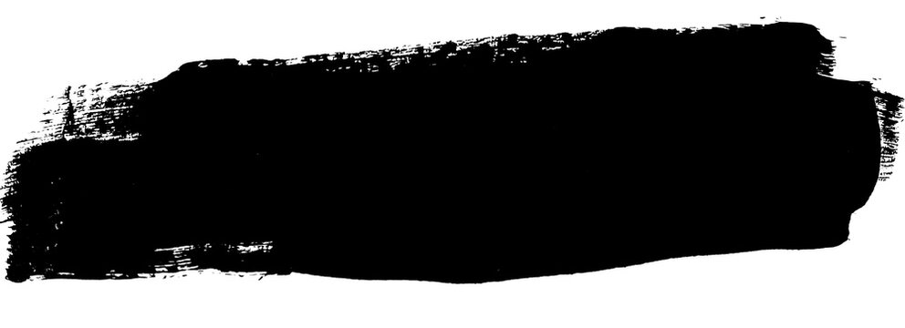 Black textured brush stroke title bar isolated on transparent background png. Dark ink paint swipe banner for modern headline design