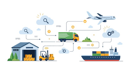 Fototapeta premium Global Logistics Network - Streamlining Supply Chain with Modern Transportation.