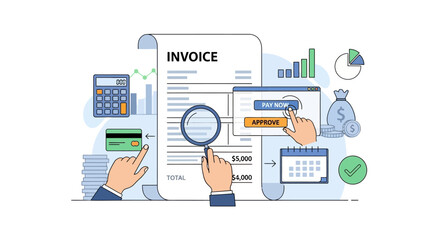 Invoice analysis and financial management illustration.
