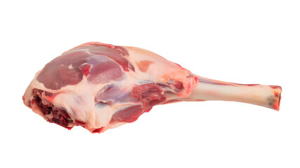 Raw lamb shank on white background