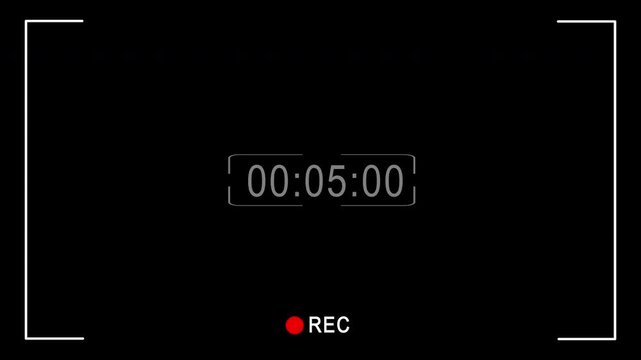 Professional camera frame with active timecode and simple indicators. Real time display overlay. Perfect for documentary and media projects