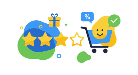 Obraz premium Online Shopping Customer Satisfaction: Reviews, Discounts & Loyalty Rewards Program