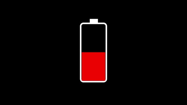 battery charging icon and a tired person appearing in the foreground, suggesting a concept of burnout and fatigue in medical professionals HD video animation.on a black background.
