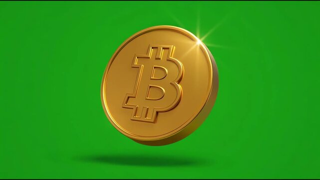 bitcoin icon 3d render gold button