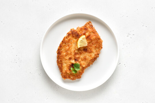 Chicken schnitzel on plate