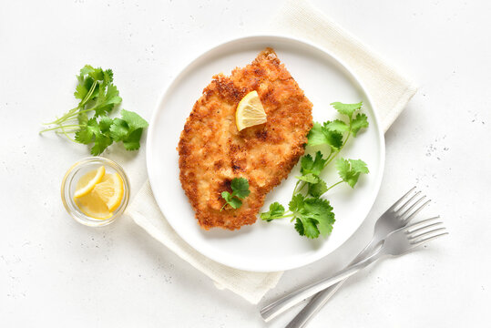 Chicken schnitzel on plate