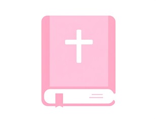 Obraz premium Pink book with cross illustration against white