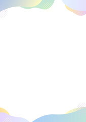 かわいいグラデーションの背景フレーム　青・水色・紫・黄色・緑