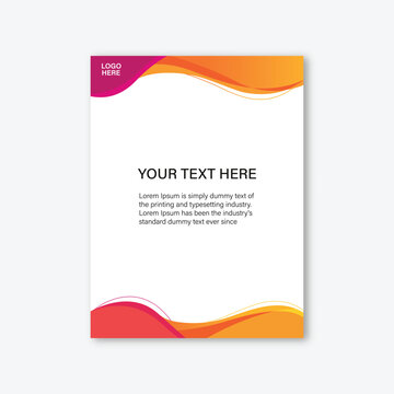 Bright orange and pink wavy design on white background for flyer or brochure