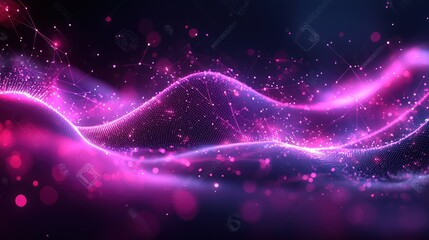 Obraz premium Abstract digital wave, glowing network, dark background, futuristic design, stock photo