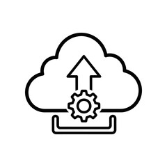 Cloud Upload with Gear Icon, Data Transfer and Storage Concept