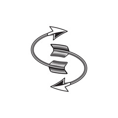 Bow arrow vector icon. Bow arrow sign