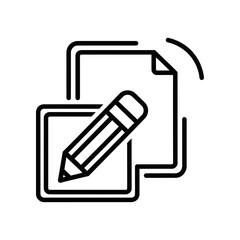 Hand drawn pencil icon sketching on blank paper isolated line art vector illustration