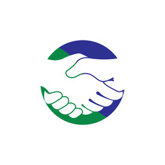 Hand Shake Deal Pose in a Circle Deal Logo Vector Logo Design Template Design