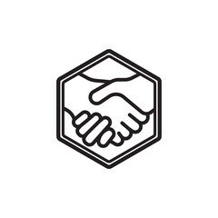 Hand Shake Deal Pose in a Circle Deal Logo Vector Logo Design Template Design