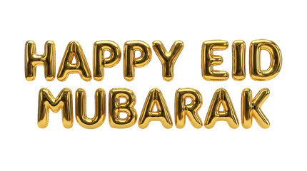 Fototapeta premium Isolated Golden 3D Inflatable Text Greeting for Joyful Religious Holiday Celebrations, Shiny Metallic Typography for Festive Occasions and Season's Best Wishes