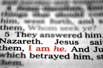 Obraz premium New Testament Scriptures from the Bible whom seek ye I am he