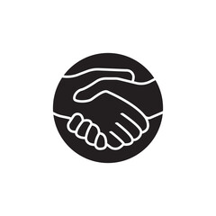 Hand Shake Deal Pose in a Circle Deal Logo Vector Logo Design Template Design